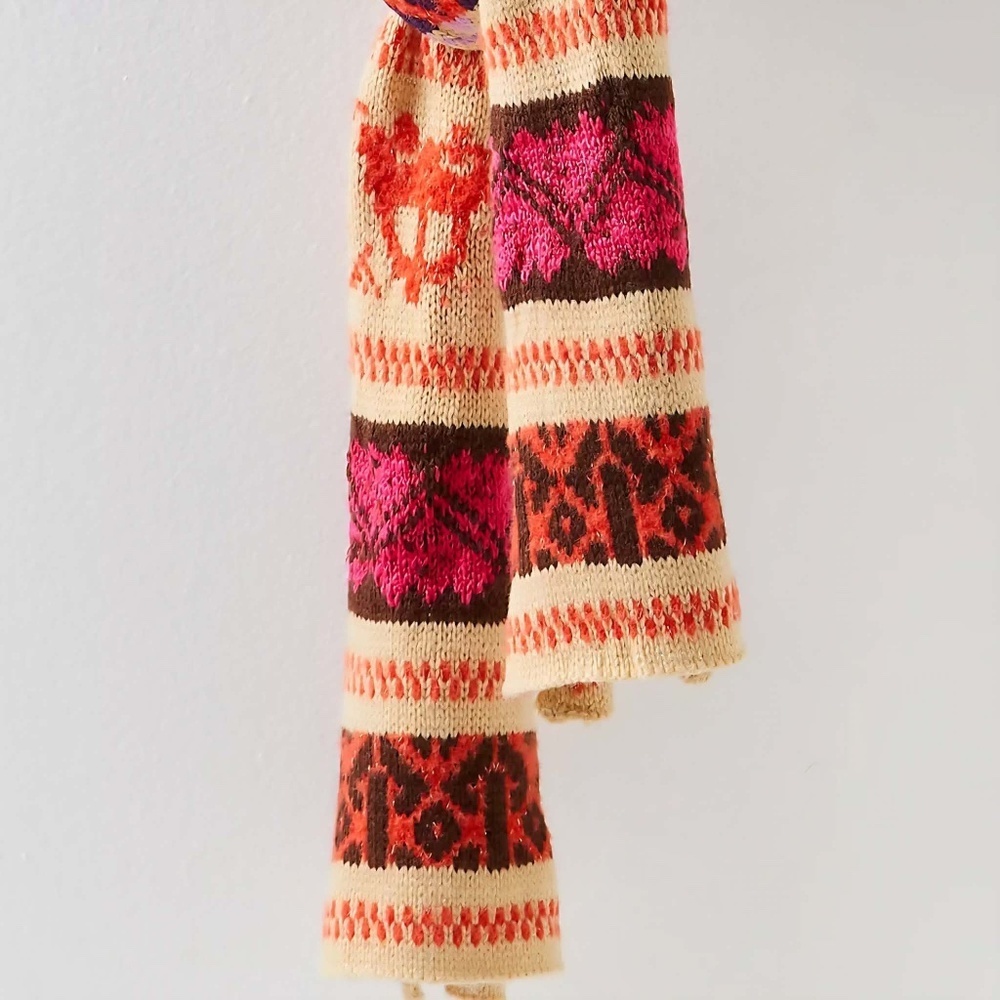 Free People Cabbie Fairisle Geometric Boho Euro Scandi Girl Hippie Hooded Scarf - Picture 5 of 9